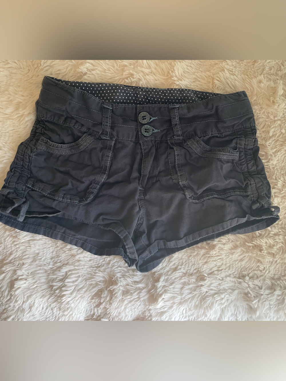 Y2K kids Faded Glory Black Cargo Shorts with Button Detail